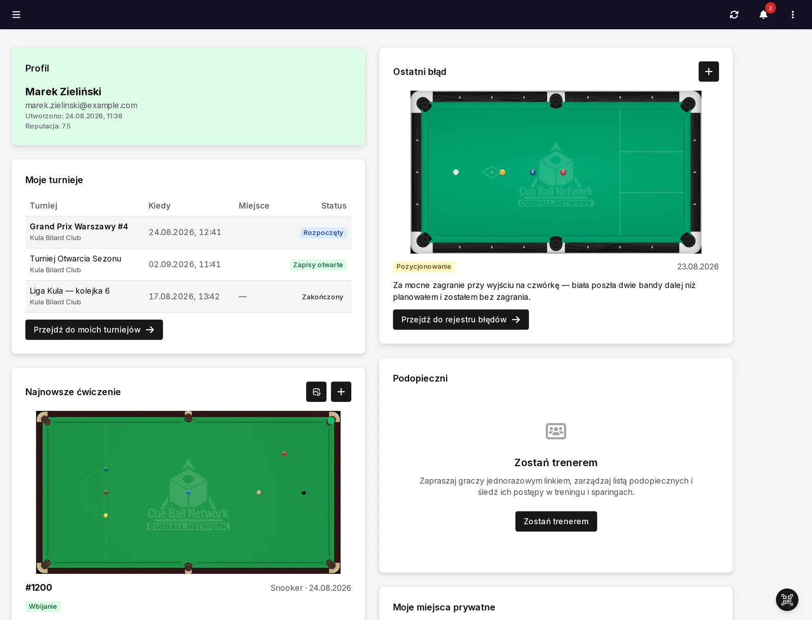 Cue Ball Network on a laptop and a phone
